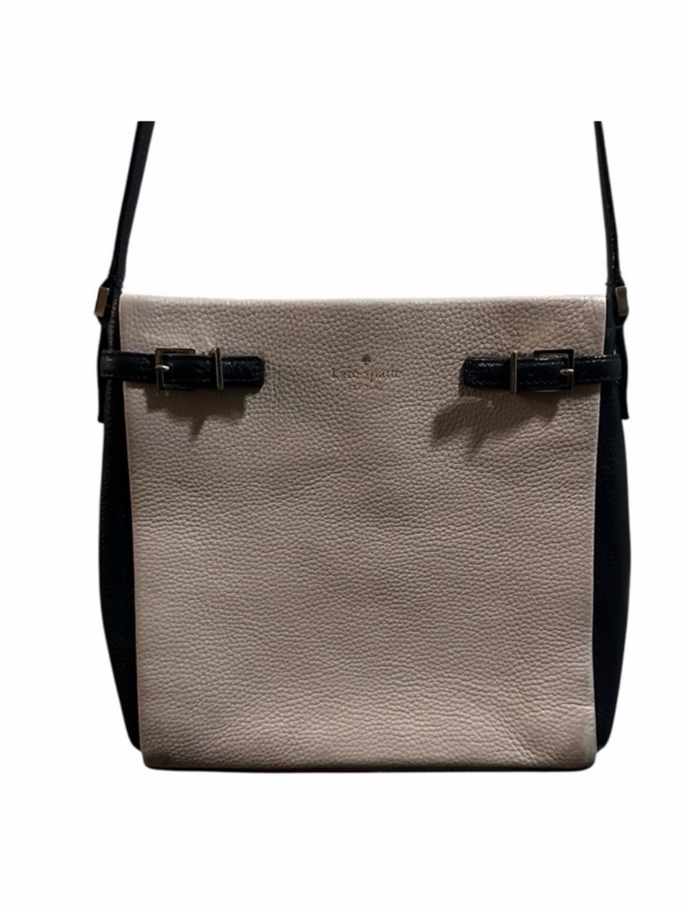 kate spade Two-Tone Pebbled Leather Crossbody in Cream and Black